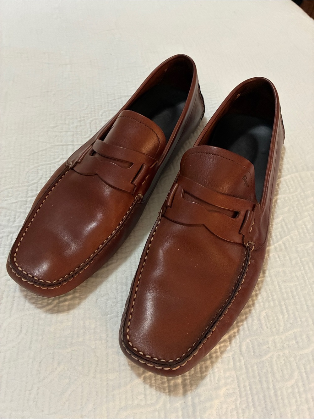 Salvatore Ferragamo Chestnut Leather Penny Loafers